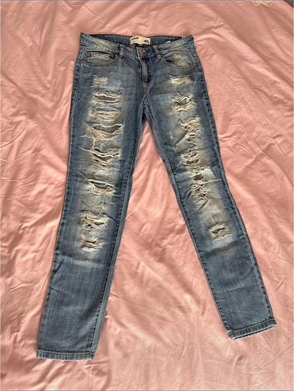 Garage Distressed Blue Skinny Jeans